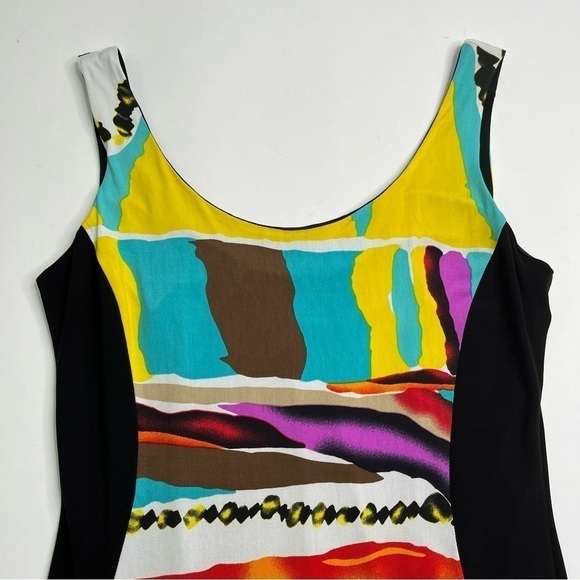 FRANK LYMAN Funky Tribal Art Retro Multi Color Bodycon Stretchy Cocktail Dress - Picture 4 of 12